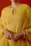 Devnaagri_Yellow Chanderi Embroiderd Patra Dori And Work Kurta Palazzo Set _Online_at_Aza_Fashions