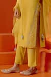 Buy_Devnaagri_Yellow Chanderi Embroiderd Patra Dori And Work Kurta Palazzo Set _Online_at_Aza_Fashions