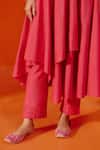 Devnaagri_Pink Cotton Blend And Tabby Floral Angarkha Pant Set _at_Aza_Fashions