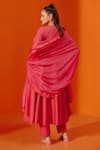 Shop_Devnaagri_Pink Cotton Blend And Tabby Floral Angarkha Pant Set _at_Aza_Fashions