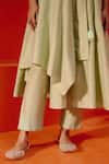 Devnaagri_Green Cotton Blend And Tabby Embroidered Angarkha Pant Set _at_Aza_Fashions