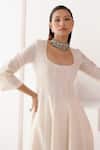 Buy_Devnaagri_Ivory Chanderi And Silk Organza Embroidered Embellished Anarkali Set _Online_at_Aza_Fashions