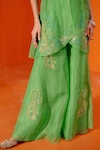 Devnaagri_Green Organza And Tabby Embroidered Dori Kurta Sharara Set _Online_at_Aza_Fashions