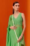Shop_Devnaagri_Green Organza And Tabby Embroidered Dori Kurta Sharara Set _Online_at_Aza_Fashions