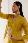 Devnaagri_Yellow Woven Organza And Cotton Satin Cape With Sharara Set _at_Aza_Fashions
