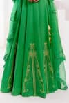 Devnaagri_Green Cotton Satin And Organza Embroidered Dori Floral Lehenga Set _at_Aza_Fashions