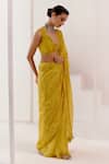 Buy_Devnaagri_Yellow Woven Silk Organza Embroidered Self Dori Saree With Blouse _Online_at_Aza_Fashions