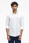 Terra Luna_White 100% Organic Handloom Cotton Dante Shirt _Online_at_Aza_Fashions