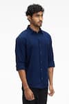 Buy_Terra Luna_Blue 100% Organic Handloom Cotton Dante Shirt _Online_at_Aza_Fashions