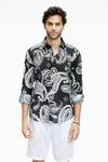 Terra Luna_Black Cotton Dante Paisley Print Shirt _Online_at_Aza_Fashions