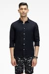 Terra Luna_Black 100% Linen Coda Shirt _Online_at_Aza_Fashions