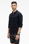 Buy_Terra Luna_Black 100% Linen Coda Shirt _Online_at_Aza_Fashions