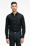 Terra Luna_Black Pacha Organic Handloom Oxford Cotton Shirt_Online_at_Aza_Fashions