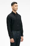 Buy_Terra Luna_Black 100% Organic Khadi Oxford Cotton Pacha Handloom Shirt _Online_at_Aza_Fashions