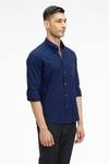 Buy_Terra Luna_Blue 100% Organic Khadi Oxford Cotton Pacha Handloom Shirt _Online_at_Aza_Fashions