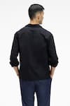 Shop_Terra Luna_Black Zouk Organic Handloom Oxford Cotton Shirt_at_Aza_Fashions