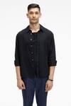 Terra Luna_Black Zouk Organic Handloom Oxford Cotton Shirt_Online_at_Aza_Fashions