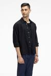 Buy_Terra Luna_Black Zouk Organic Handloom Oxford Cotton Shirt_Online_at_Aza_Fashions