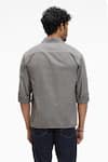 Shop_Terra Luna_Grey 100% Organic Khadi Oxford Cotton Zouk Handloom Shirt _at_Aza_Fashions