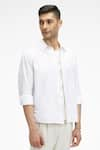 Buy_Terra Luna_White 100% Organic Khadi Oxford Cotton Zouk Handloom Shirt _Online_at_Aza_Fashions