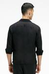 Shop_Terra Luna_Black Cotton Embroidery Organic Handloom Oxford Printed Shirt _at_Aza_Fashions