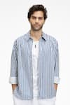 Terra Luna_White Cotton Bling Stripe Print Organic Shirt _Online_at_Aza_Fashions