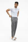 Buy_Terra Luna_Grey 100% Handloom Twill Cotton Plain Argo Straight Pant _at_Aza_Fashions