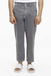 Terra Luna_Grey 100% Handloom Twill Cotton Plain Argo Straight Pant _Online_at_Aza_Fashions