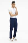 Buy_Terra Luna_Blue 100% Handloom Twill Cotton Plain Argo Solid Pant _at_Aza_Fashions