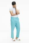 Buy_Terra Luna_Blue 100% Handloom Twill Cotton Plain Argo Pant _at_Aza_Fashions