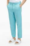 Buy_Terra Luna_Blue 100% Handloom Twill Cotton Plain Argo Pant _Online_at_Aza_Fashions