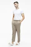 Buy_Terra Luna_Beige 100% Handloom Twill Cotton Plain Argo Straight Pant _at_Aza_Fashions