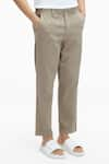 Buy_Terra Luna_Beige 100% Handloom Twill Cotton Plain Argo Straight Pant _Online_at_Aza_Fashions