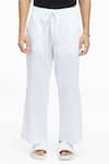 Terra Luna_White 100% Organic Handloom Cotton Plain Tao Pant _Online_at_Aza_Fashions