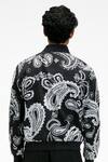 Shop Terra Luna Black Cotton Berghain Printed Organic Handloom Jacket at Aza Fashions Shop_Terra Luna_Black Cotton Berghain Printed Organic Handloom Jacket _at_Aza_Fashions