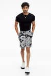 Buy_Terra Luna_Black 100% Organic Handloom Cotton Printed Noir Paisley Laroc Shorts _at_Aza_Fashions