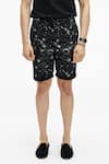 Terra Luna_Black 100% Organic Handloom Cotton Printed Ecofoil Sparkle Laroc Shorts _Online_at_Aza_Fashions