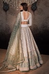 Shop_Cedar & Pine_Ivory Raw Silk Embroidered Sequin Round Floral Jaal Lehenga Set _at_Aza_Fashions