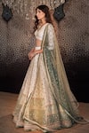 Buy_Cedar & Pine_Ivory Raw Silk Embroidered Sequin Round Floral Jaal Lehenga Set _Online_at_Aza_Fashions