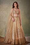 Buy_Cedar & Pine_Gold Tulle Embroidered Sequin Sweetheart Blossom Vine Lehenga Set  _at_Aza_Fashions