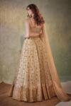 Shop_Cedar & Pine_Gold Tulle Embroidered Sequin Sweetheart Blossom Vine Lehenga Set  _at_Aza_Fashions