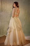 Shop_Cedar & Pine_Ivory Organza Embroidered Pearl Embellished Sheer Blouse Lehenga Set  _at_Aza_Fashions