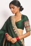 Buy_Cedar & Pine_Green Raw Silk Embroidery Mirror Work Prism Lehenga Blouse Set  _Online_at_Aza_Fashions