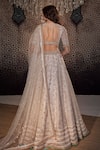 Shop_Cedar & Pine_Ivory Organza Embroidery Zari Square Leaves Bridal Lehenga Set  _at_Aza_Fashions