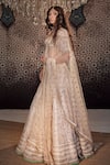 Cedar & Pine_Ivory Organza Embroidery Zari Square Leaves Bridal Lehenga Set _Online_at_Aza_Fashions