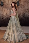 Cedar & Pine_Green Organza Embroidered Hand Embellished Bridal Lehenga Set  _Online_at_Aza_Fashions