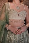 Buy_Cedar & Pine_Green Organza Embroidered Hand Embellished Bridal Lehenga Set  _Online_at_Aza_Fashions