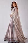 Cedar & Pine_Grey Dupion Embroidered Hand Sequin And Badla Bridal Lehenga Set _Online_at_Aza_Fashions
