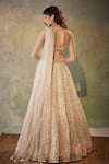 Shop_Cedar & Pine_Ivory Organza Embroidered Hand Mirror And Pearl Bridal Lehenga Set  _at_Aza_Fashions