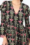 Shop_Limerick By Abirr N' Nanki_Black Crepe Floral V-neck Ilian Botanic Pattern Dress  _Online_at_Aza_Fashions
